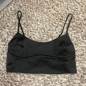 zara black silky top! super cute